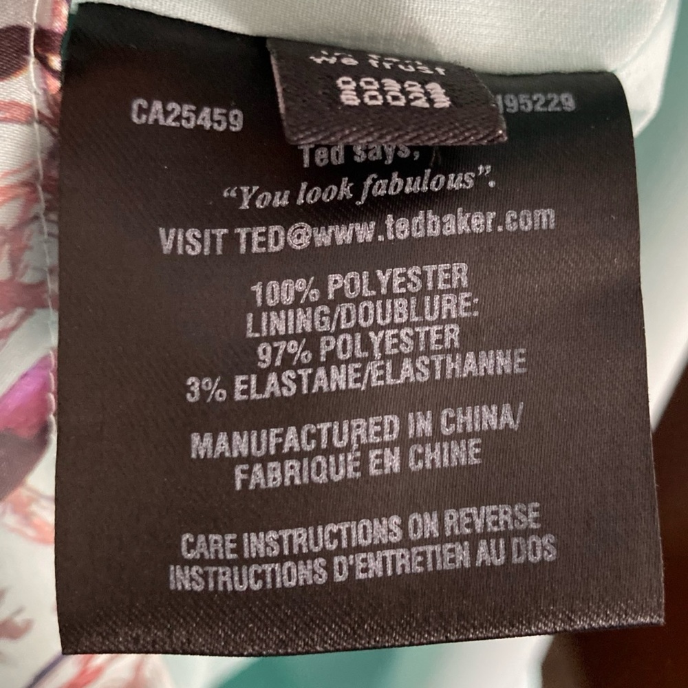 Ted Baker Dragonfly Print CARII Satin Dress Empire Waist Aqua/Light Blue - Picture 10 of 12